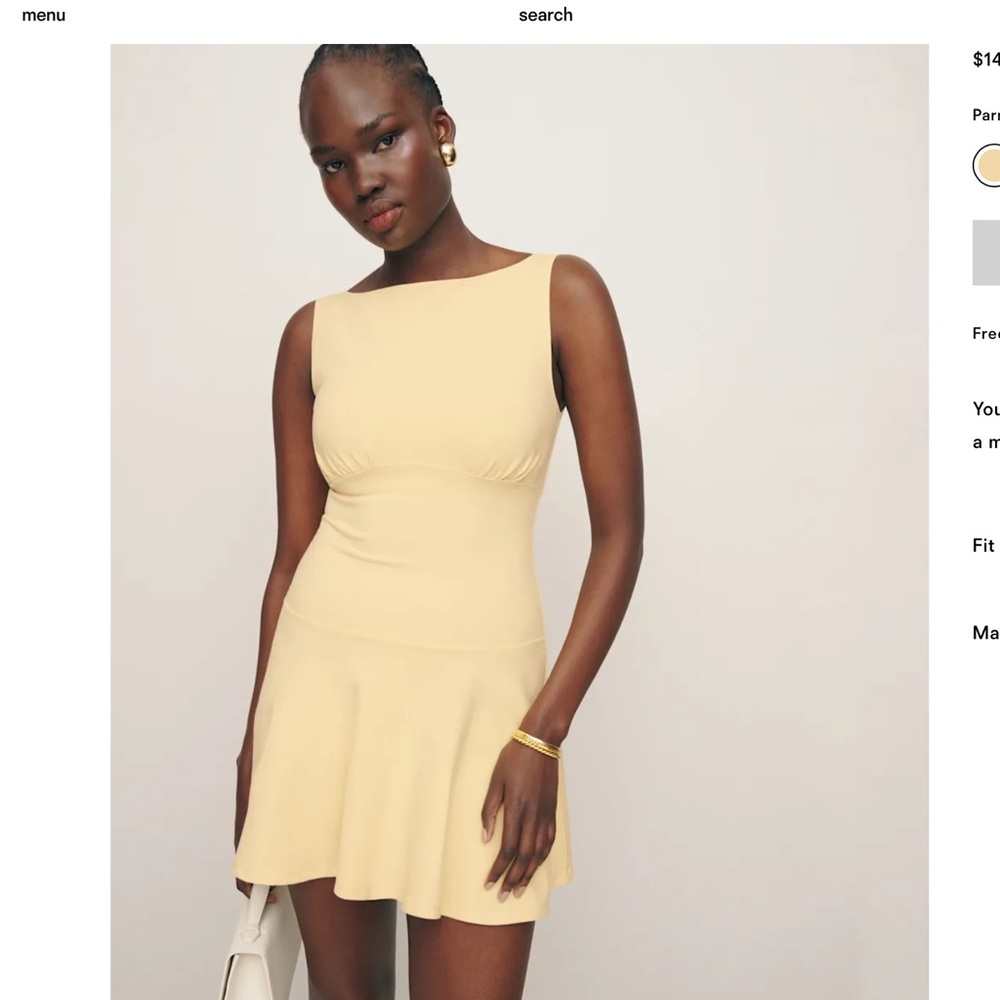 Reformation Mayve Knit Dress NWT. Size Small. Color Parmesan